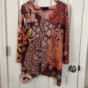 Peck and peck sweater top long sleeve multicolor lightweight large